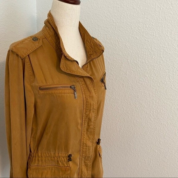 Max Jeans Suede Like Jacket Bomber Moto Safari Rust Multi Zip Pockets SZ S - Picture 4 of 16